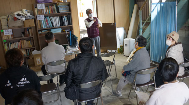 差別が現存するいま、「水平社宣言」から何を学ぶのか青年の視点で考えようと語る飯田敬文・和歌山県連副委員長（4月13日・和歌山県紀の川市）