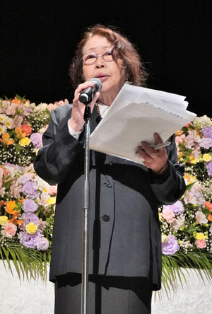 第４次再審闘争を闘う決意を語る石川早智子さん（4月16日・東京）
